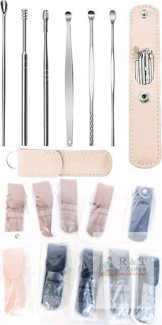 10 New Lieudage 6-Packs Stainless Steel Earwax Pick Ear Wax Removal Kit Innovative Spring Spoon Ear Wax Cleaner Curette Ear Remover Tool with Storage PU Leather Pouch (Assorted Colours)