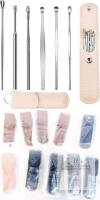 10 New Lieudage 6-Packs Stainless Steel Earwax Pick Ear Wax Removal Kit Innovative Spring Spoon Ear Wax Cleaner Curette Ear Remover Tool with Storage PU Leather Pouch (Assorted Colours)