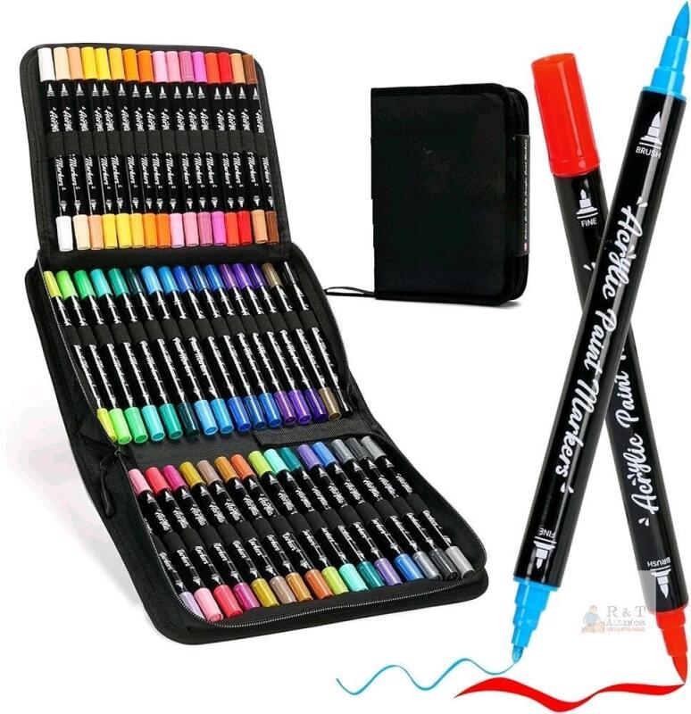 New HT Seven 48 Color Dual Tip Acrylic Paint Markers Set