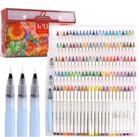 New MAIKEDEPOT 120 Color Watercolor Brush Pen Set, Water-Based, Brush Tip, Case, Non-Toxic