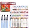 New MAIKEDEPOT 120 Color Watercolor Brush Pen Set, Water-Based, Brush Tip, Case, Non-Toxic