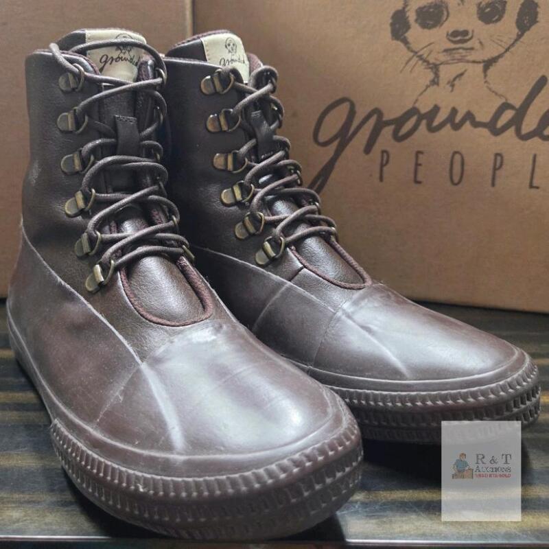 NEW Grounded People Jude Espresso High-Top Vegan Boots Size USW 6/USM 4/EU 37, Water-Resistant, Boxed