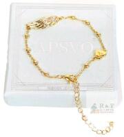 New Apsvo Angel Wing Initial "V" Bracelet, 8.25" Long