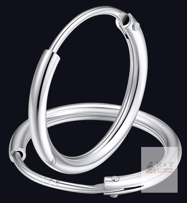 New FaithHeart Stamped S925 Sterling Silver Classic Hollow Hoop Earrings