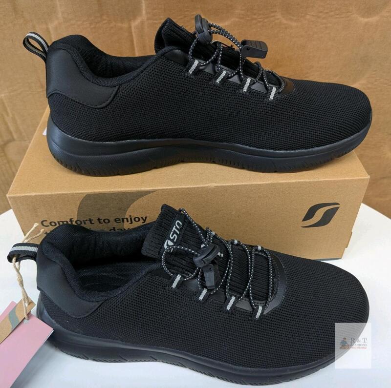 NEW STQ Women's All Black Sneakers, Model ST230301NEW, Size 9.5, Breathable Mesh, Memory Foam Insole