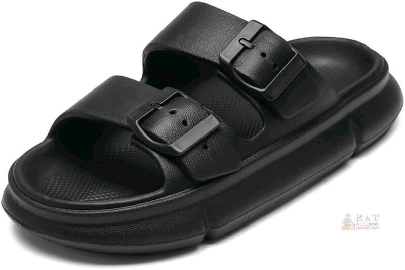 New Size 40-41 EU Unisex Platform Sandals with Arch Support Comfortable Foam Slides Lightweight Platform Soles，Adjustable Buckle，Extremely Comfortable