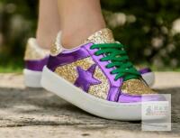 New Size 42 EU Unisex Mardi Gras Glam Gold Glitter Purple Sneakers