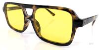 New Ljczka Trendy Hexagonal Aviator Sunglasses for Women, Yellow Lenses Thick Square Frame Double Bridge Sun Glasses