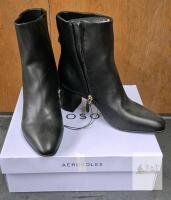 new Aerosoles Square Foot Ankle Boots, Black, Size 9, Block Heel, Pointed Toe, Side Zipper