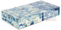New Handicrafts Home Decorative Box Indigo Mosaic Resin & Bone Inlay 10" &times; 5" &times; 2"
