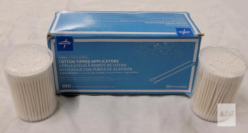 MIX LOT NEW Medline MDS202000 Cotton Tipped Applicators, 6in Wood Shaft, Sterile, 200 ct,
