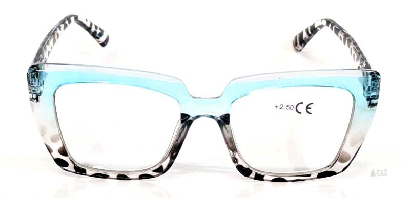 New +2.50 Retro Gradient Blue & Leopard Print/Turtleshell Reading Glasses