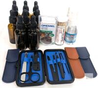 New Grooming Kit With Manual Nose Hair Trimmer, 3&times; Ear Cleaning Kits, 2&times; Hand Sanitizers 50ml, 30ct Lead Testing Swabs, Dremel Grinding Wheel 541 & 11 Amber Glass Bottles With Stoppers