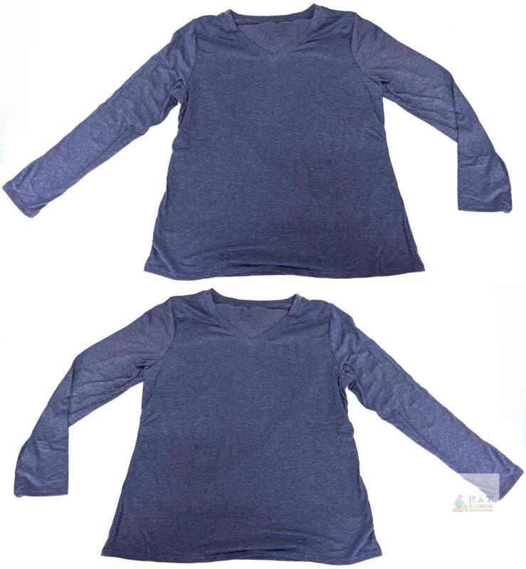 2 New Size XL Women's V-Neck Super Soft Lightweight Spandex Blend Long Sleeve Tops