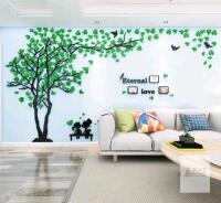 New 118" &times; 60" Green 3D Tree Wall Stickers - DIY Photo Frame Bird Tree Wall Decal Family Photo Frame Sticker Murals Wall D&eacute;cor for Living Room Bedroom TV Background Hall Home Decorations(L,Green Left)