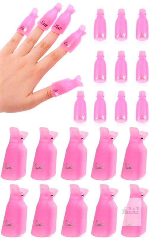 20 New Gel Nail Polish Remover Wrap Clips Acrylic Nails Art Soak Off Clip UV Manicure Pedicure Nail Tool Pink Color (2 Packs of 10)