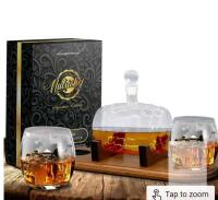 NEW NutriChef Signature Edition Whiskey Decanter Set with Glasses and Wooden Stand