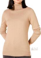 New sz Medium Amazon Essentials Women's Standard Lightweight Turtleneck Sweater, Camel Heather