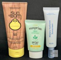 Sun Bum SPF 50, Etude Sunprise SPF 50+ PA++++, Abib Hyaluron SPF 30 Sunscreen Lot, 2027/2028 Exp Note: Online returns. Volumes may be lower than listed