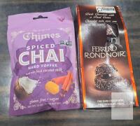 Chimes Spiced Chai Hard Toffee 100g & Ferrero Rondnoir Fine Dark Chocolates 79g, Unopened Packs, 2026-2027 Expiry