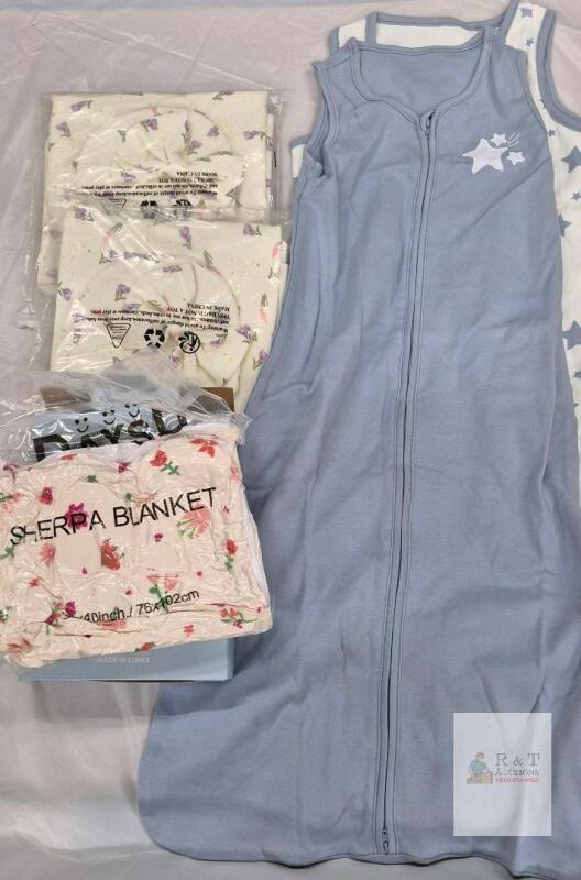 NEW DaysU Baby Sleeping Bags Large Stars, Microfleece Sherpa Blanket, Bamery Bamboo Towel Set