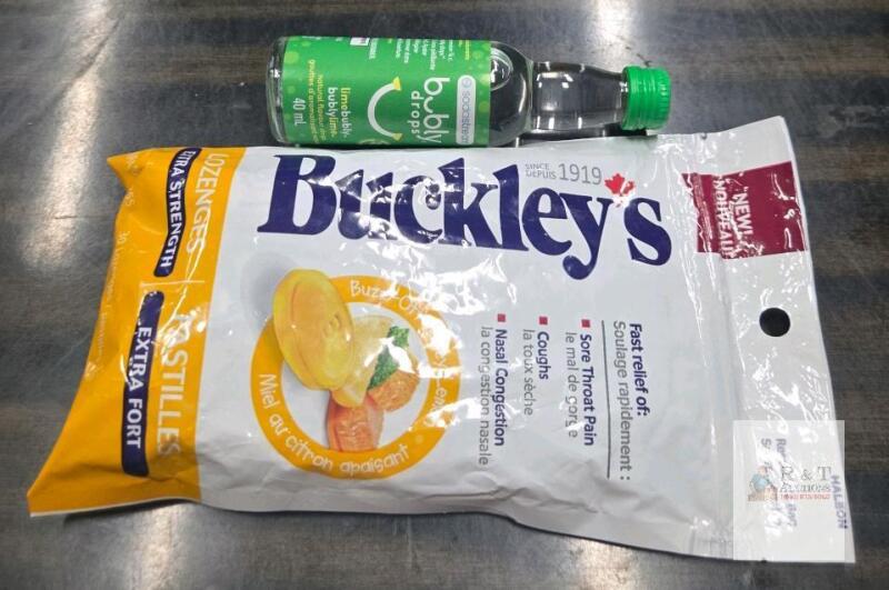 Buckley's Extra Strength Honey Lemon Lozenges 30-Count, 2027 Expiry & SodaStream Lime Bubbly Drops 40mL