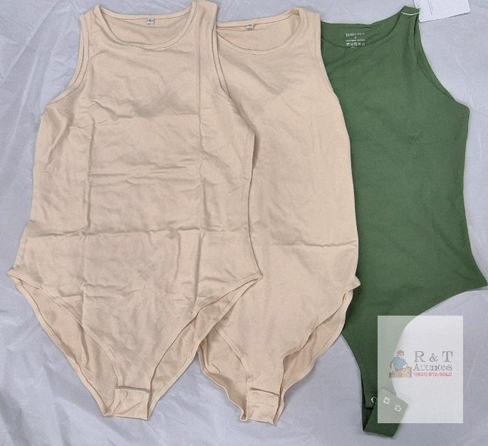 3 NEW REORIA Women's Tank Bodysuit, Size S, M, L