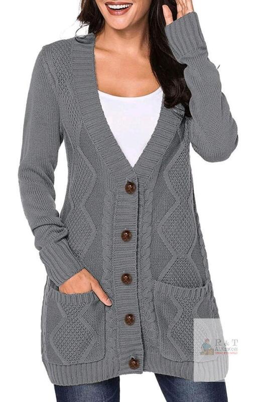 New sz Small Women's Dark Gray Front Pocket and Buttons Closure Cardigan