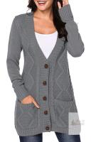 New sz Small Women's Dark Gray Front Pocket and Buttons Closure Cardigan