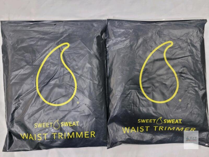 Two (2) New Sweet Sweat Waist Trimmer for Women and Men - Sweat Band Waist Trainer for High-Intensity Training & Workouts - Large : fits Waist upto 44"