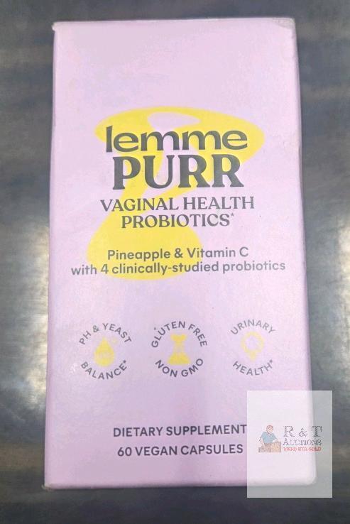 Lemme PURR Vaginal Health Probiotics, 60 Vegan Capsules, 6 Billion CFU, Pineapple & Vitamin C
