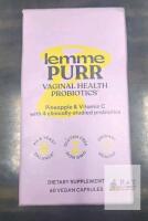 Lemme PURR Vaginal Health Probiotics, 60 Vegan Capsules, 6 Billion CFU, Pineapple & Vitamin C