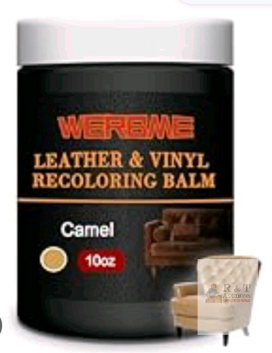 NEW LEATHER RECOLORING BALM - SCRATCH REPAIR & COLOR RESTORE KIT FOR FADED LEATHER, COUCH & CAR SEATS - 10OZ LEATHER RESTORER BALM FOR FURNITURE, AUTO INTERIOR, VINYL, ACCESSORIES Camel