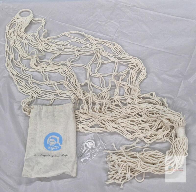 NEW Coytiti Cotton Macrame Baby Hammock Swing, Approx. 47x18 in, Ceiling Hook & Bag, 33 lb Capacity