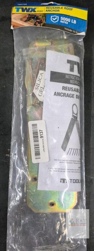TWXpert 105730 Reusable Roof Anchor, 5,000 lb Capacity, Zinc-Plated Steel, Includes 10 Screws
