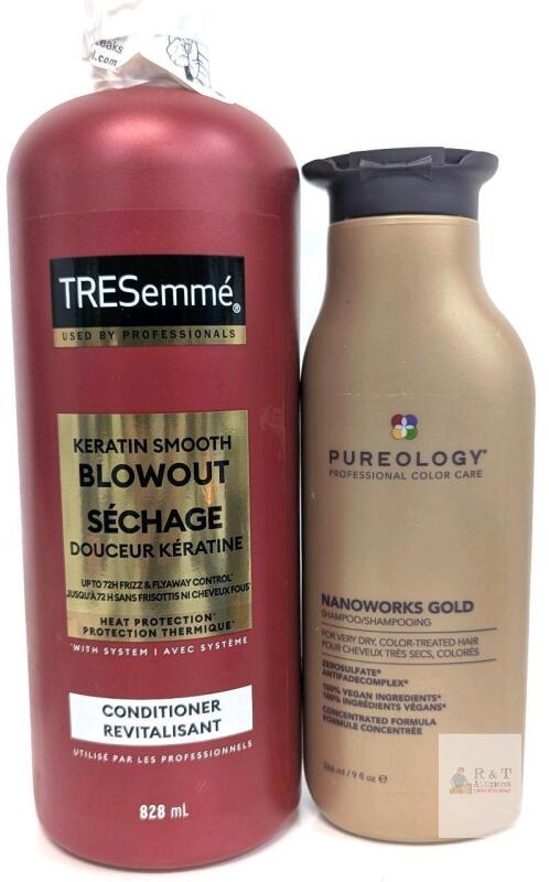 TRESemm&eacute; Keratin Smooth Blowout Conditioner 28oz & Pureology Nanoworks Gold Shampoo 9oz, Note: Online returns. Volumes may be lower than listed