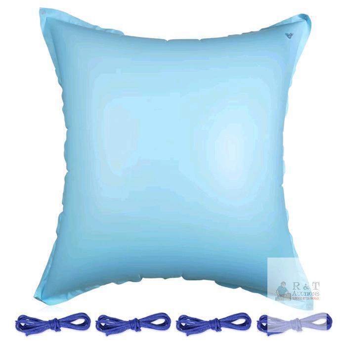 New - TOYMIS Winterizing Pool Pillow, 4x4Ft Inflatable Swimming Pool Closing Air Pillow Cushion with 4pcs Ropes Ice Equalizer Pool Pillows for Above Ground Pools Winter Pool Covers