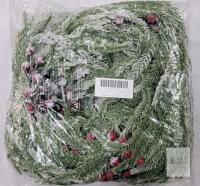 Two (2) New 6ft. Artificial Holiday Frosted Garland w/Red Berries