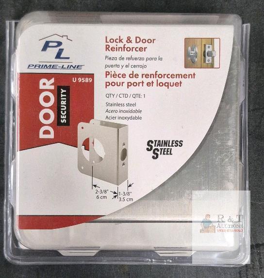 Prime-Line U 9589 Lock & Door Reinforcer, Stainless Steel, 1-3/8" Door Thickness, 2-3/8" Backset