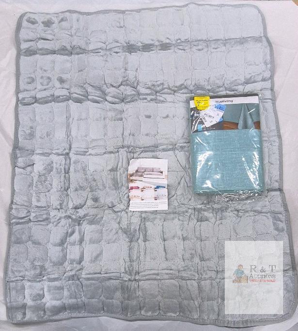 New Trustliving Crystal Velvet Sofa Slipcover, 52 x 70 in, Light Blue/Gray, Quilted Pattern