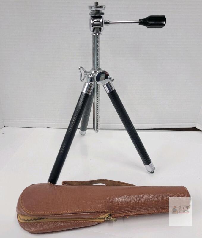Vintage COLON Camera Telescopic Folding Tripod w/Case . Max Height 15"