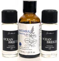Patchouli Essential Oil 30mL & Sentiment Ocean Breeze Fragrance Oil 20mL (x2) - Aromatic Lot Note: Online returns. Volumes may be lower than listed