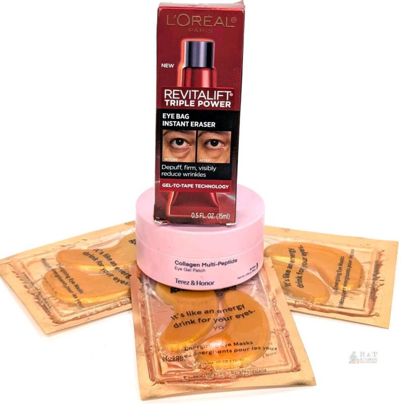 Eye Skincare Lot: L'Or&eacute;al Revitalift Eye Eraser, Terez & Honor 30 Pairs, Grace & Stella Masks