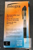 Integra 36156 Retractable Gel Ink Pens, Black, 0.5mm, 12-Pack, Rubber Grip, Water Resistant