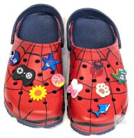 New Size J3 Youth Spiderman-Style Foam Clog-Type Shoes With Back Straps & Assorted Charms (Charms May Vary)