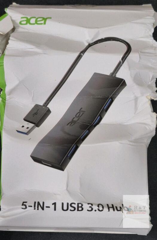 Acer ODK350 5-IN-1 USB 3.0 Hub, 4 USB-A, 1 USB-C Power, Windows/Mac/Linux Compatible, Black