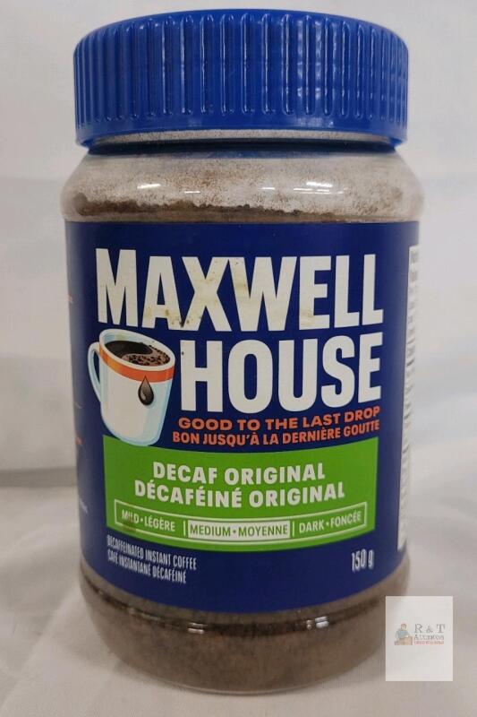 NEW Maxwell House Decaf Original Instant Coffee 150g Medium Roast, Sealed, Best By 2026, Canada Label