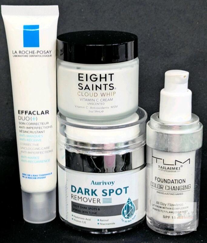 La Roche-Posay Effaclar Duo, Eight Saints Vitamin C Cream, Aurivoy Dark Spot, TLM Foundation Lot Note: Online returns. Volumes may be lower than listed