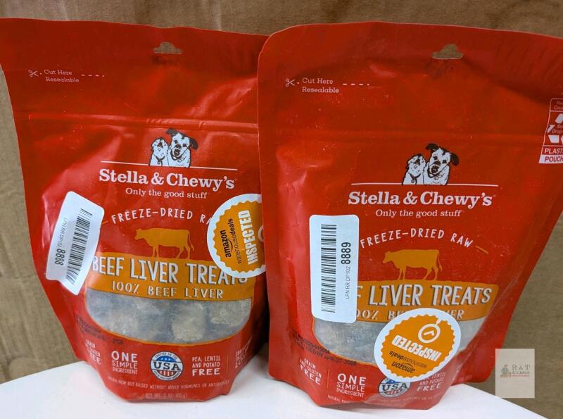 2 Stella & Chewy's Freeze-Dried Raw Beef Liver Treats, 3 oz, Grain-Free, Lot #20225-015554