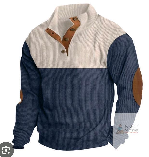 New - VOGstart Mens Sz. MEDIUM Corduroy Fleece-Lined Sweatshirts Winter Heavyweight Casual Fashion Button Pullover